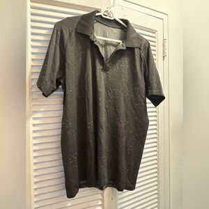 Men’s Lululemon Gray Metal Vent Time To Get Dirty Athletic Workout Polo Shirt L